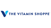 Logo of The Vitamin Shoppe with a stylised blue "V" and text in blue uppercase letters.