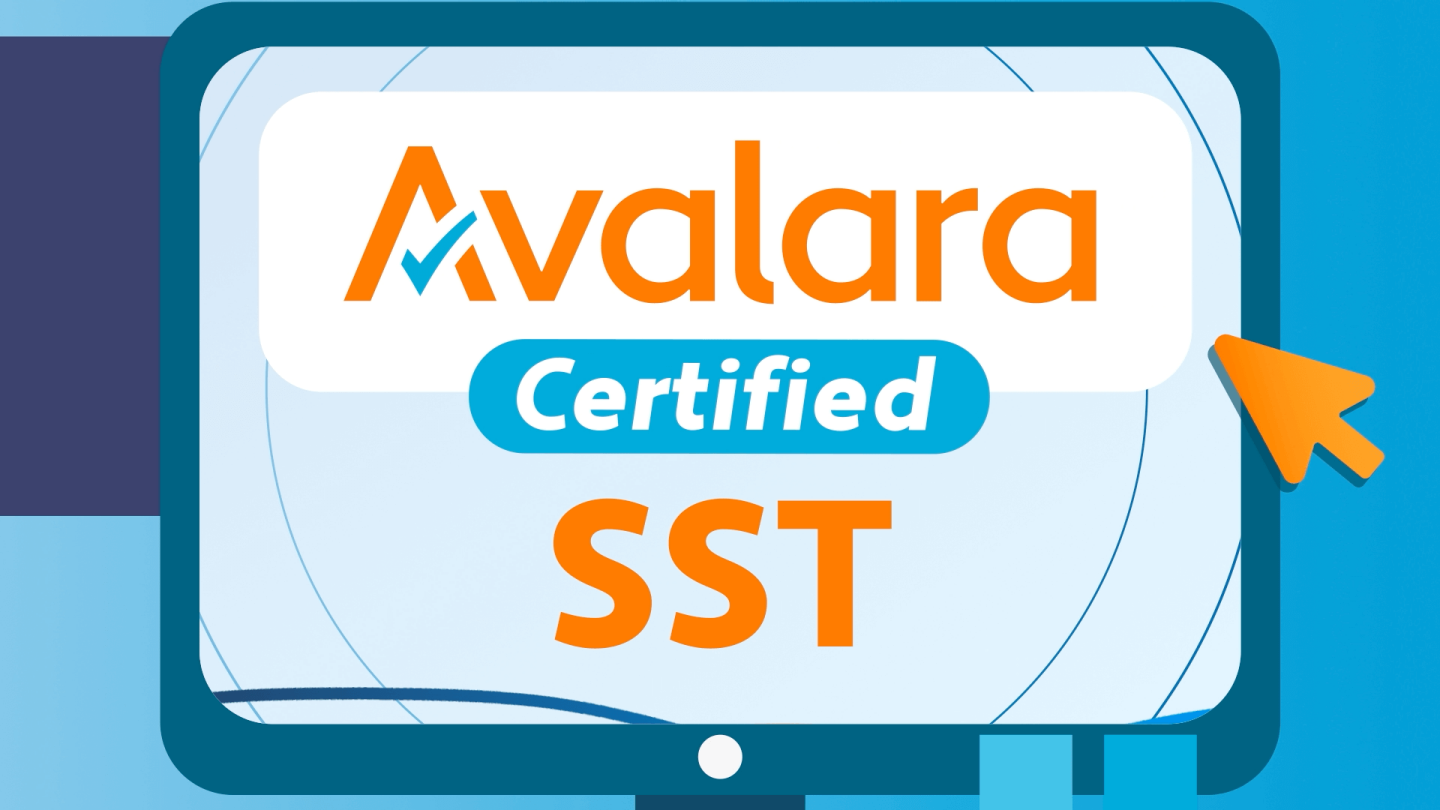 White "SST" text on an orange background, representing Streamlined Sales Tax.