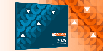 2023 Tax Changes blue report with orange background