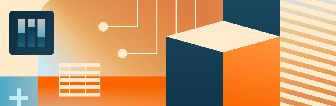 conceptual illustration of multi-colored patterns and technology building blocks