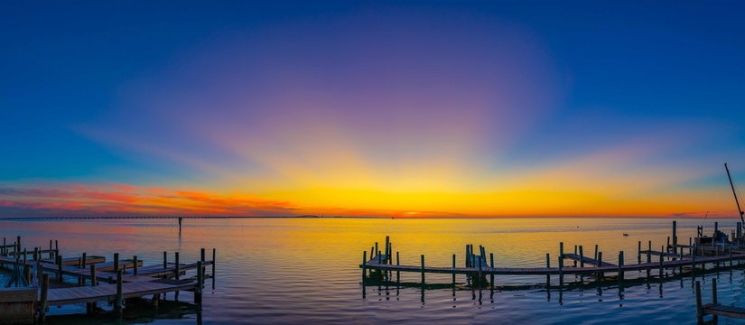 Sunset over Laguna Madre, South Padre Island, Texas.