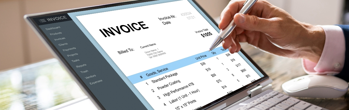 E-invoice on a screen.