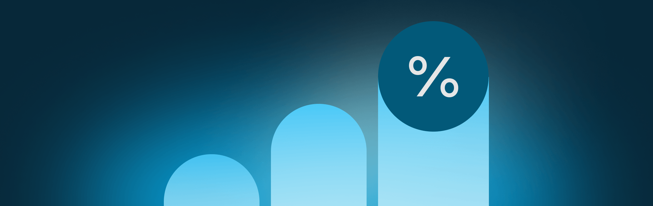 Ascending bar chart with percentage symbol representing tax liability growth against cash flow