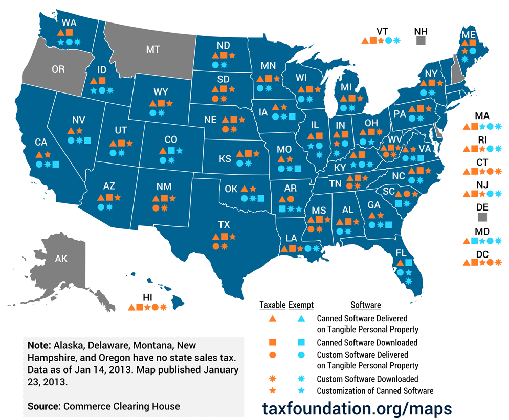 State software sales tax map