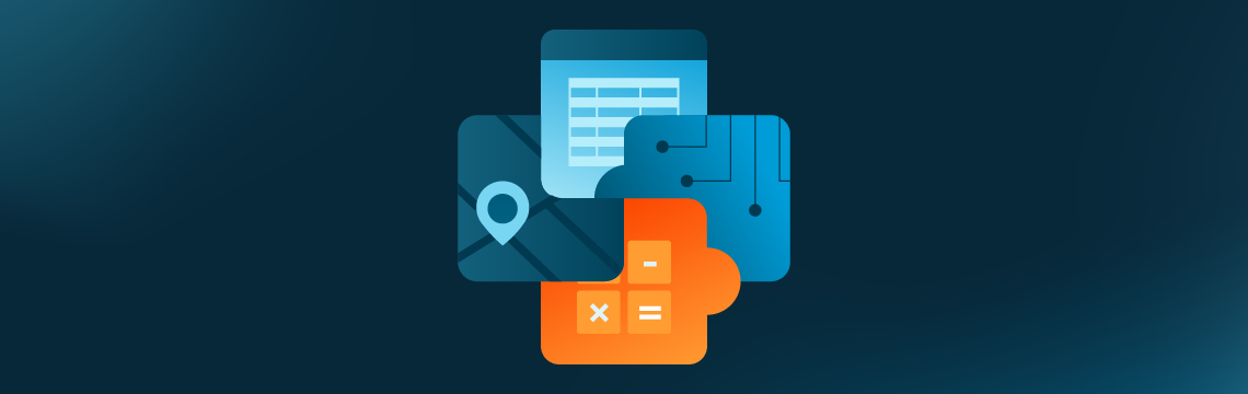 Illustration of tax and compliance elements, including documents, location data, and calculation symbols.