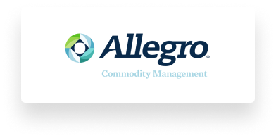 „Allegro Commodity Management-Logo mit kreisförmigem grünem und blauem Design.“