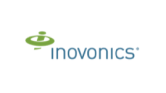 Inovonics-Logo mit grünem Kreisdesign und blauem Text.