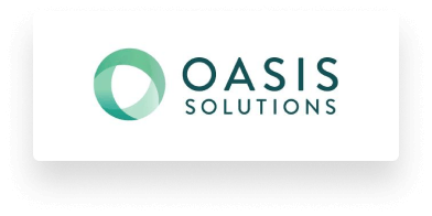 Logo von Oasis Solutions mit grünem kreisförmigem Design.