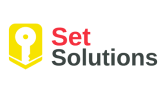 „Set Solutions-Logo mit einem gelben Schlüsselsymbol.“