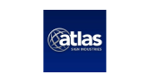 Atlas Sign Industries-Logo mit einem Globussymbol auf blauem Hintergrund.