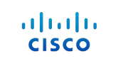 Cisco-Logo mit blauem Text und vertikalen Balken, die einer Brücke ähneln.