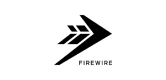 Schwarzes Firewire-Logo mit abstraktem Pfeildesign.