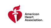 Logo der American Heart Association mit einem roten Herzen mit einer Fackelflamme.