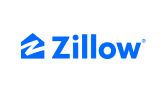 Logotipo de Zillow con el icono de una casa azul y texto.