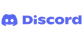 Discord logo featuring a stylized game controller icon and the word "Discord" in blue text.