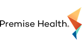 Logo Premise Health avec des formes géométriques orange, rouges et bleues.