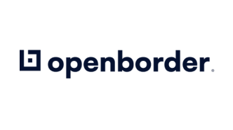 Logo Openborder avec un design carré minimaliste et un texte bleu marine.