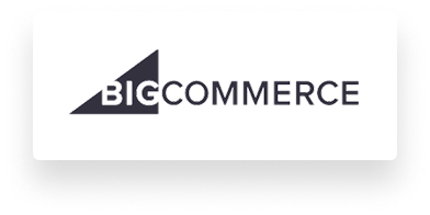 Logo BigCommerce avec un élément de design triangulaire.