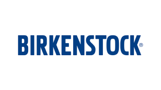 Logo Birkenstock en texte bleu gras sur fond blanc.