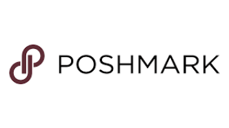 Logo Poshmark avec une icône «&nbsp;P&nbsp;» stylisée et le nom de la marque en gras.