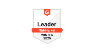 Alt-text: "G2 Leader badge for Mid-Market, Winter 2025."