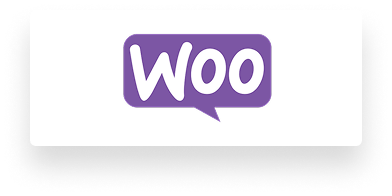 WooCommerce logo in purple speech bubble.