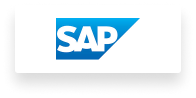 Logo di SAP in blu e bianco.
