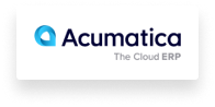 Logo di Acumatica con lo slogan "The Cloud ERP."