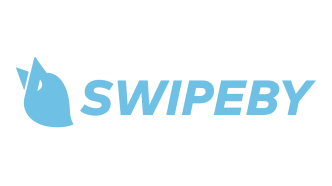 Logo di Swipeby blu con un'icona stilizzata a forma di testa di volpe.