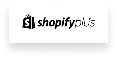 Logo di Shopify Plus con sacchetto e testo stilizzato.
