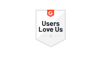 A digital badge from G2 displaying the text 'Users Love Us' on a white shield background, signifying positive user recognition or an award.