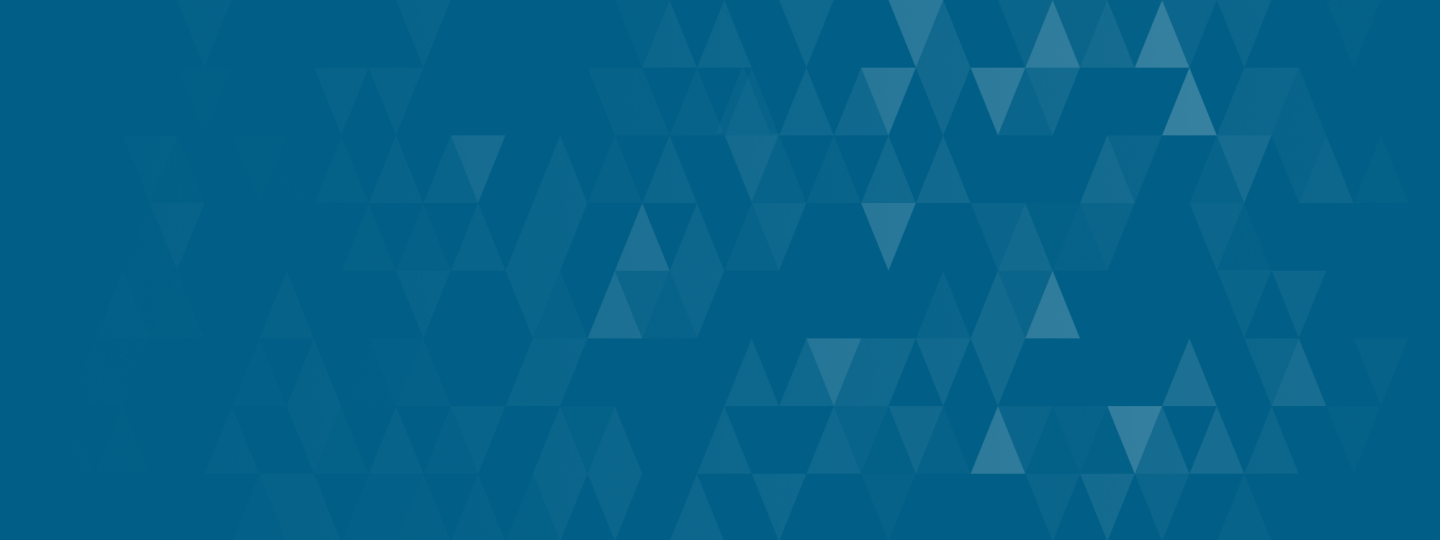 Blue geometric background with overlapping triangles.