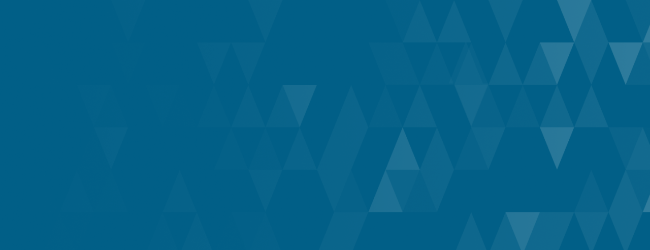 Blue geometric background with overlapping triangles.