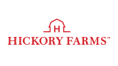 Hickory Farms logo featuring a red barn icon above the text.