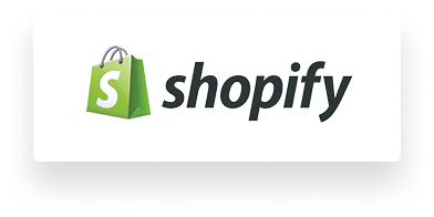 Shopify logo featuring a green shopping bag with an "S" and the word "shopify" in black text.