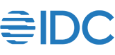 IDC logo in blue with a striped globe design.