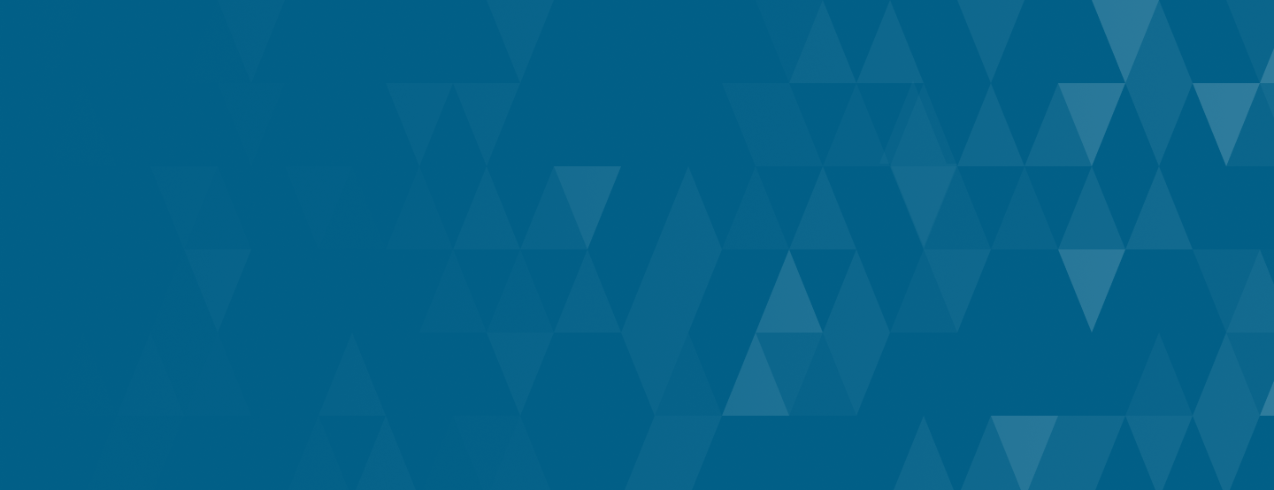 Blue background with a pattern of overlapping translucent triangles in varying shades.