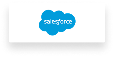 Salesforce logo featuring white text inside a blue cloud shape on a white background.