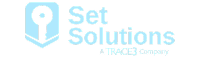 Logo for Set Solutions, a TRACE3 Company, featuring a keyhole emblem and text.