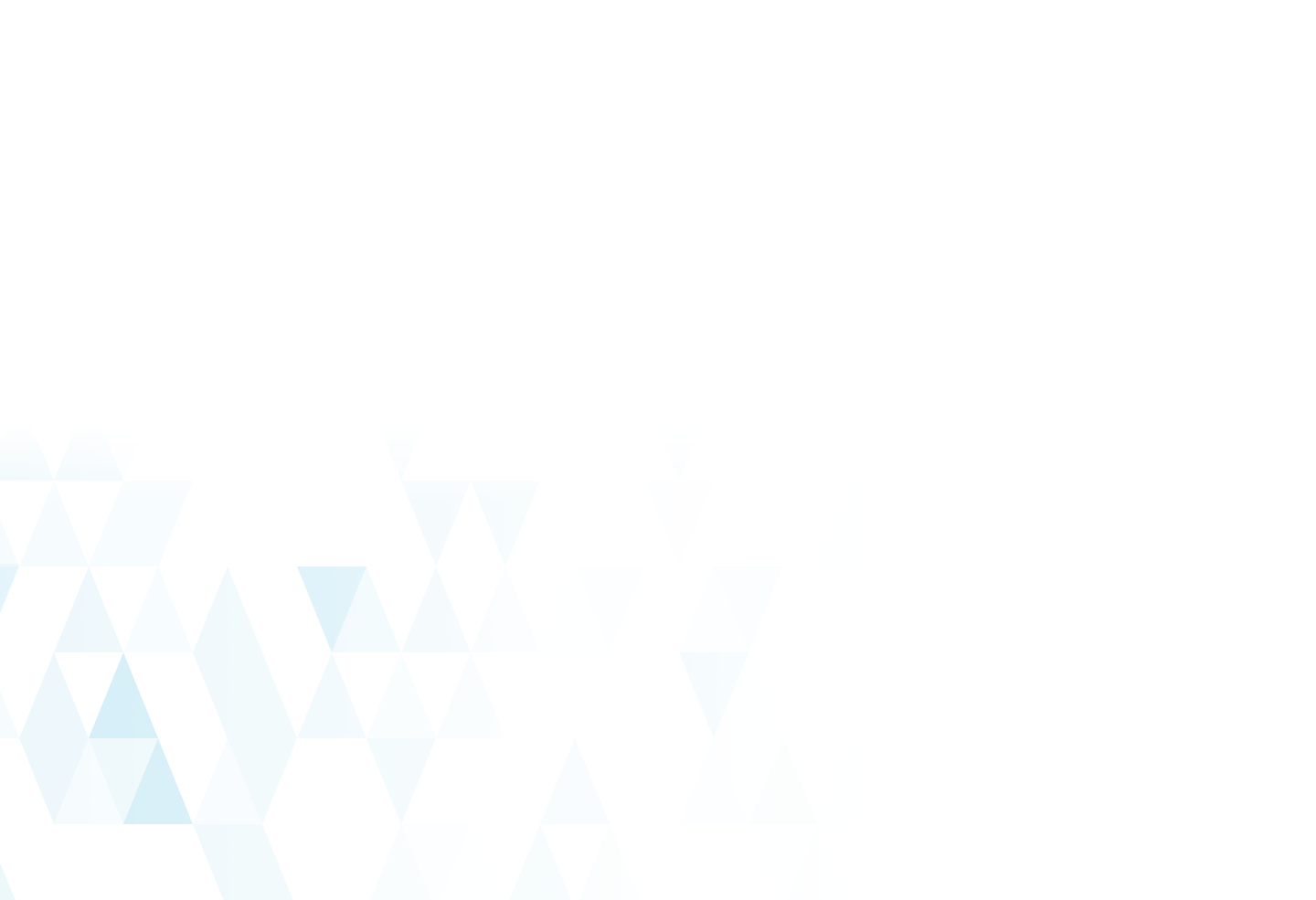 Faint blue and white geometric triangle pattern on a white background.