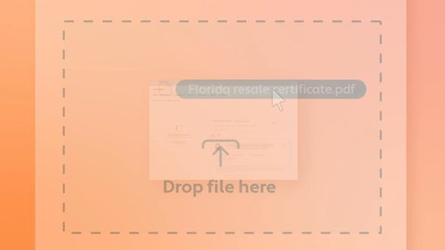 "Drag-and-drop interface for uploading a Florida resale certificate PDF."