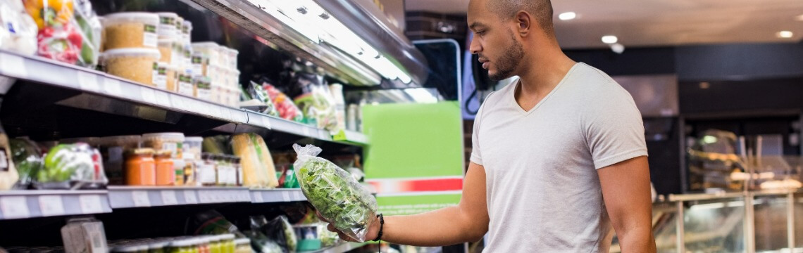 man shopping for groceries