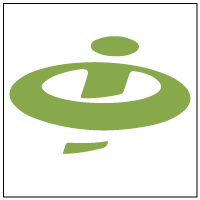 Green stylized "i" icon with a circular swoosh design.